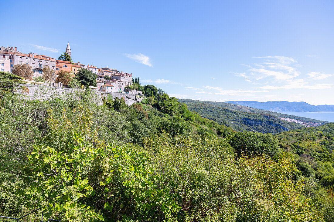 Labin, cityscape with coastal panorama to Rabac