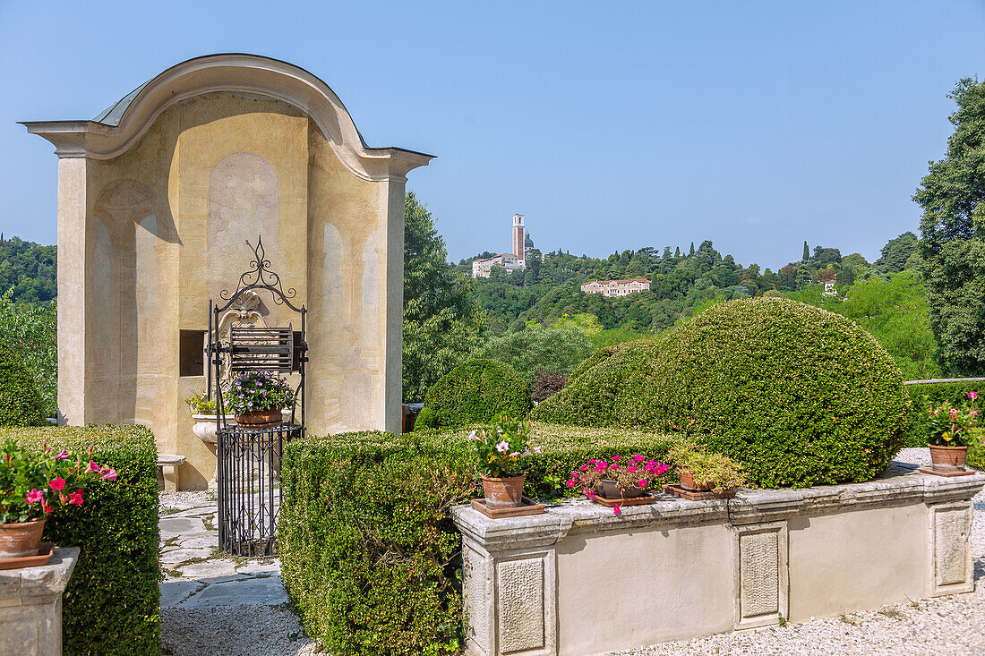 Vicenza; Villa Valmarana ai Nani, La Quinta Scenica, View of Madonna di Monte Berico