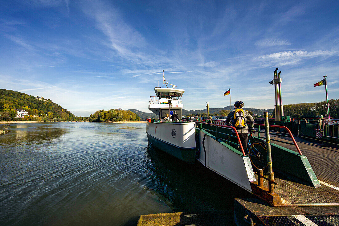 Ferry Siebengebirge under the Rolandsbogen, Remagen, Ahrweiler district, Rhineland-Palatinate, Germany