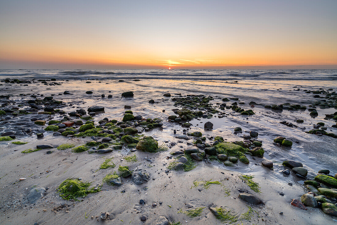 Sunset at Løkken Beach, North Jutland, Jutland, Denmark