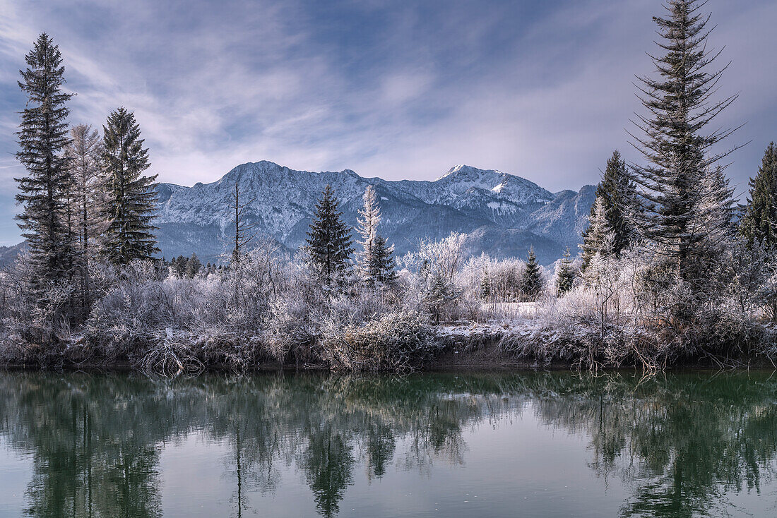 Winter day at the Loisach near Kochel am See, Bavaria, Germany