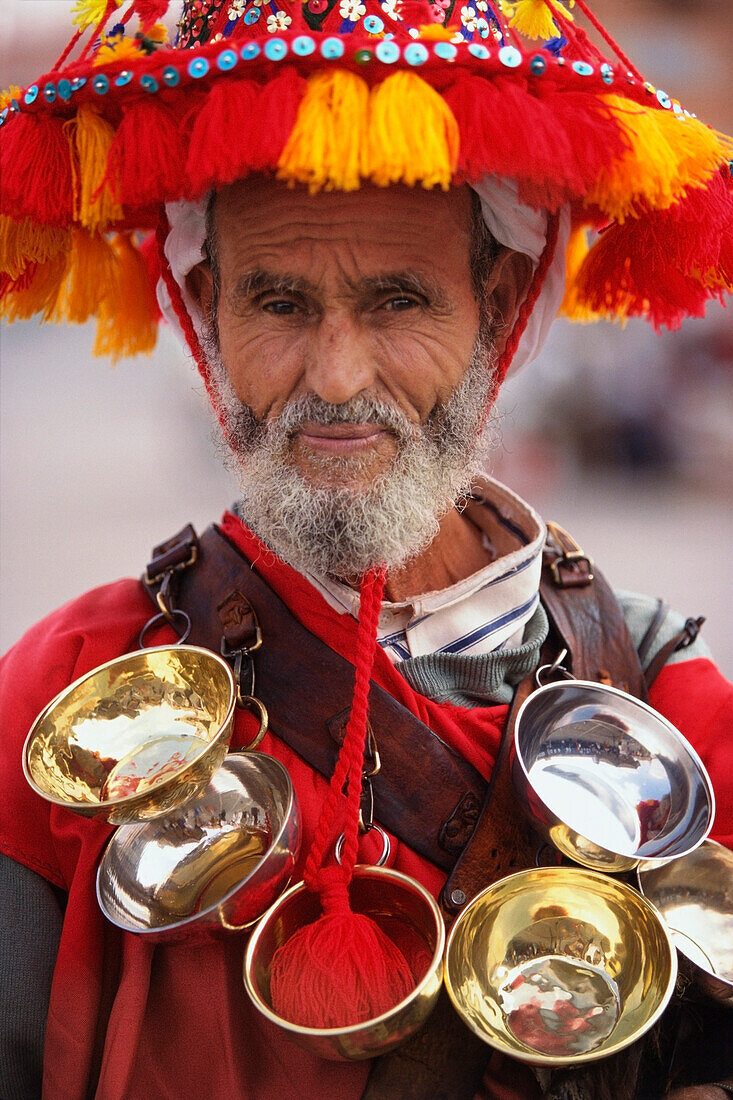 Porträt eines Straßenhändlers, Marrakesch, Marokko