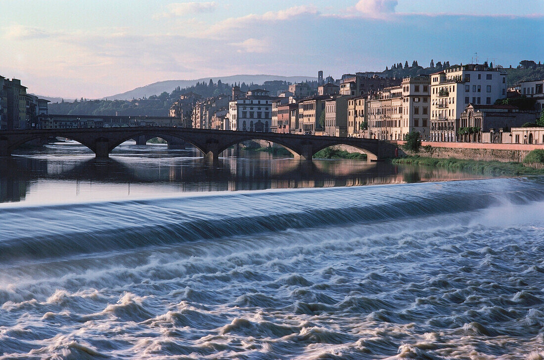 Bridge over the river, Ponte Santa Trinita Bridge, Arno River, Florence, Italy