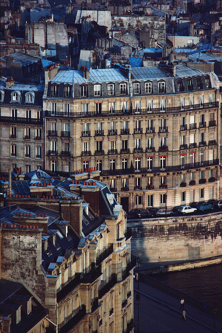 High angle view of buildings in a city, Paris, Ile-de-France, France