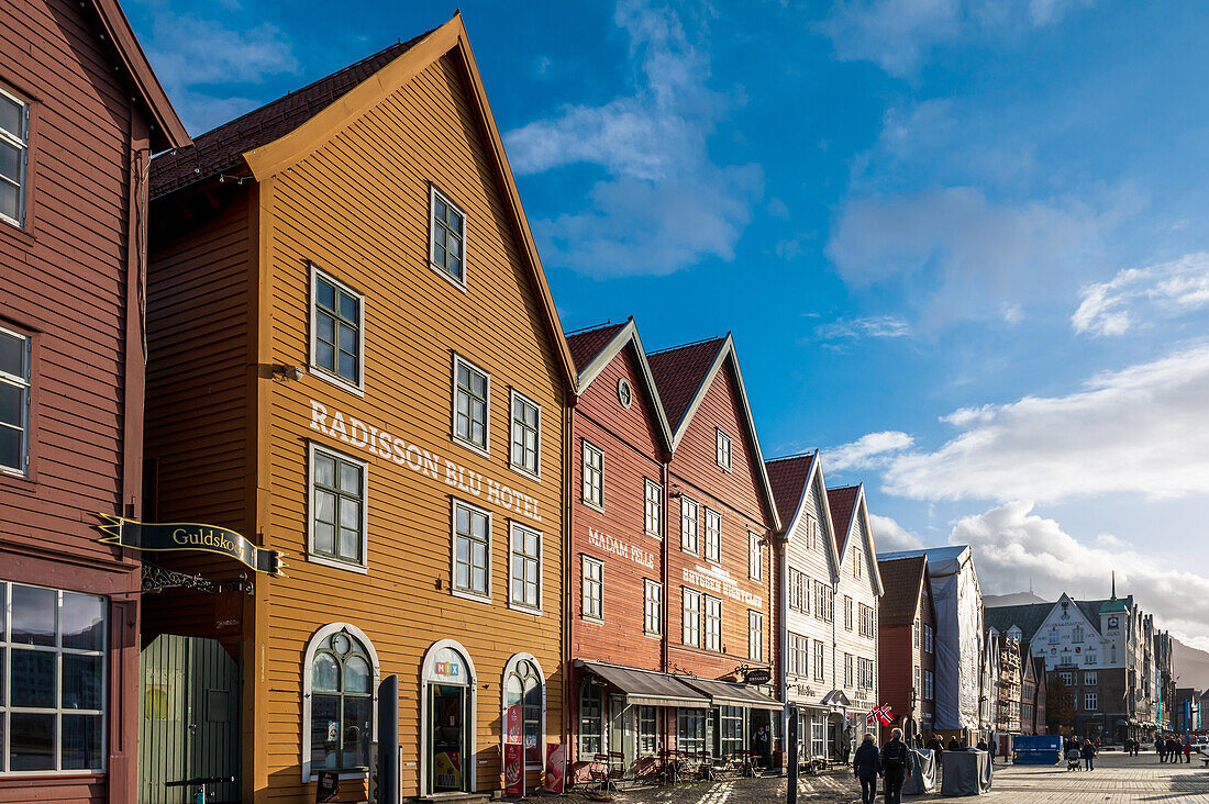 Hanseatische Bryggen, Kontorhäuser, Bergen, Unesco Weltkulturerbe, Hordaland, Norwegen, Europa