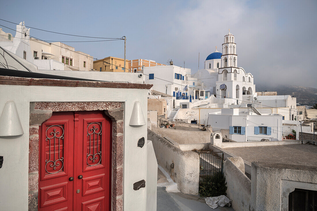 Greek Orthodox Church in Pyrgos, Santorini, Santorin, Cyclades, Aegean Sea, Mediterranean Sea, Greece, Europe