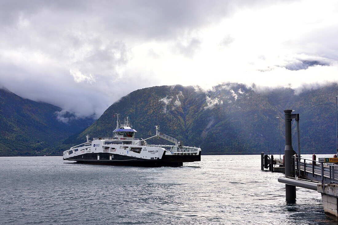 Ferry at Mannheller, Laerdalsfjord near Sogndal, Norway
