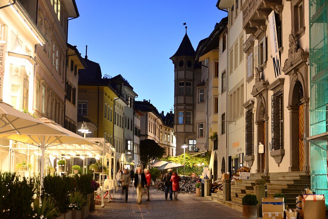 Silbergasse in the old town, Bolzano, South Tyrol, Italy