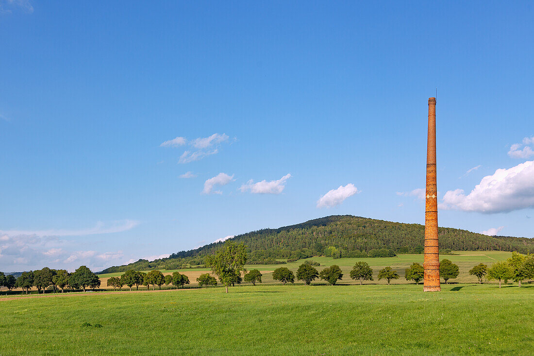 Geisa, chimney in the landscape, remains of the old brick factory