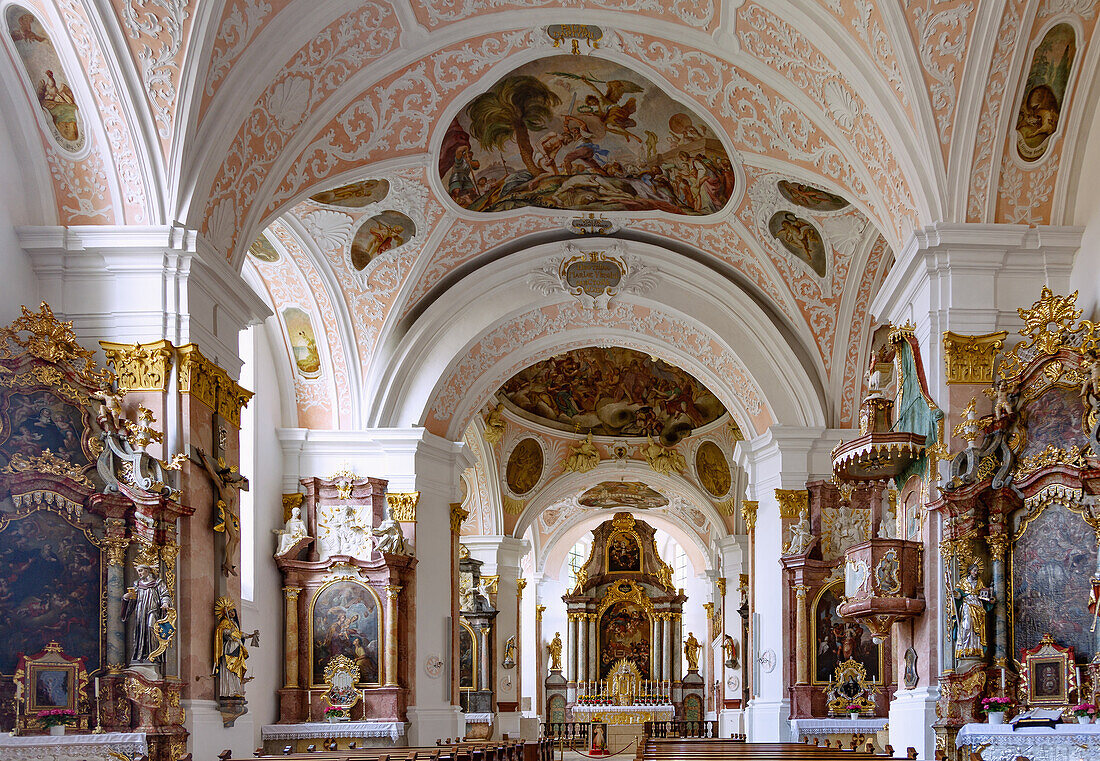 Ensdorf; Kloster Ensdorf, Klosterkirche innen, Bayern, Deutschland