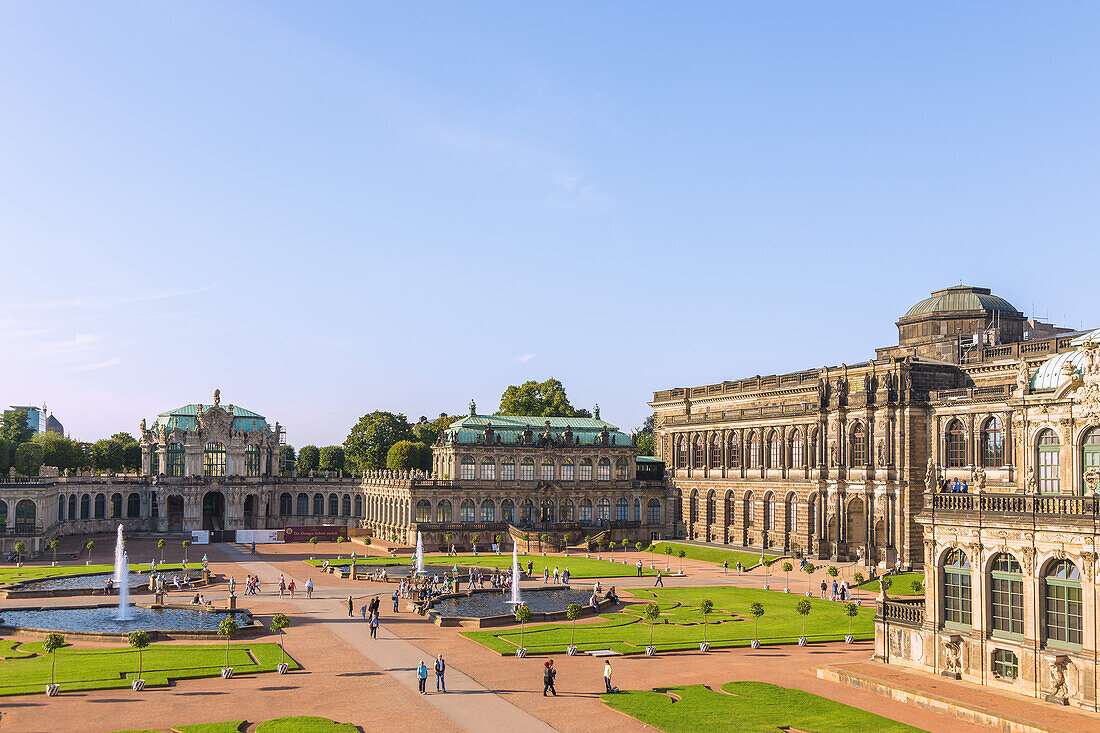 Dresden, Zwinger, Zwingerhof with Wall Pavilion, French Pavilion and Semper Gallery