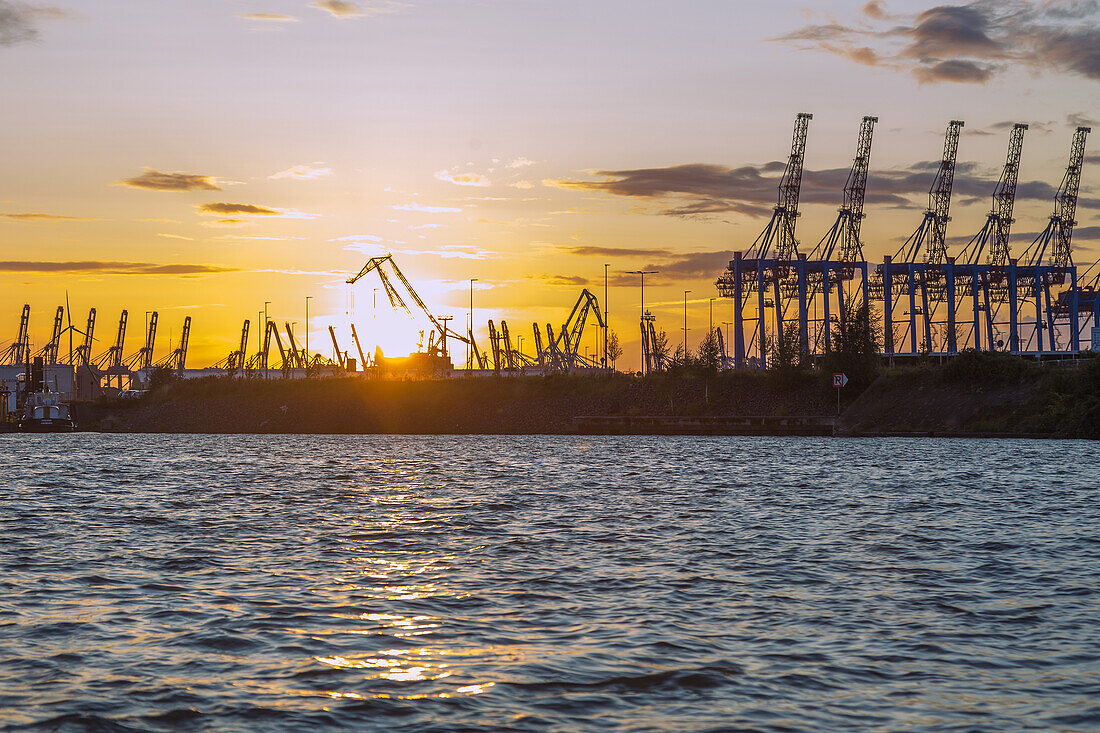Hamburg, container port, cranes