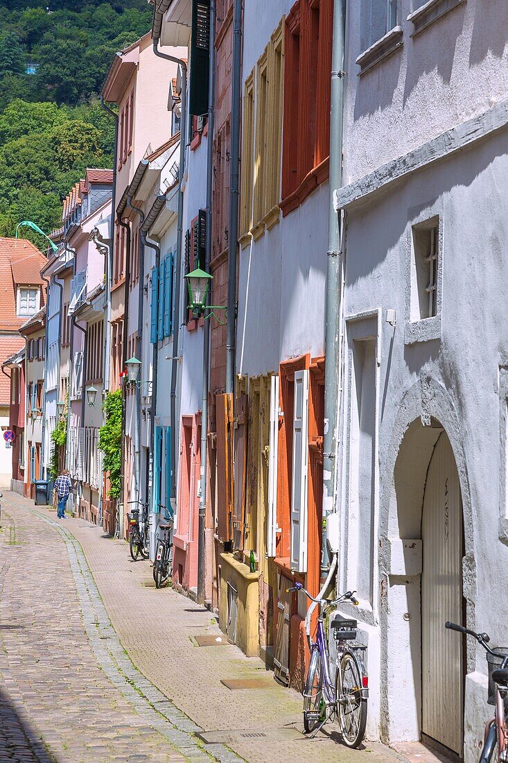 Heidelberg; Kleine Mantelgasse, Hausfassaden, Baden-Württemberg, Deutschland