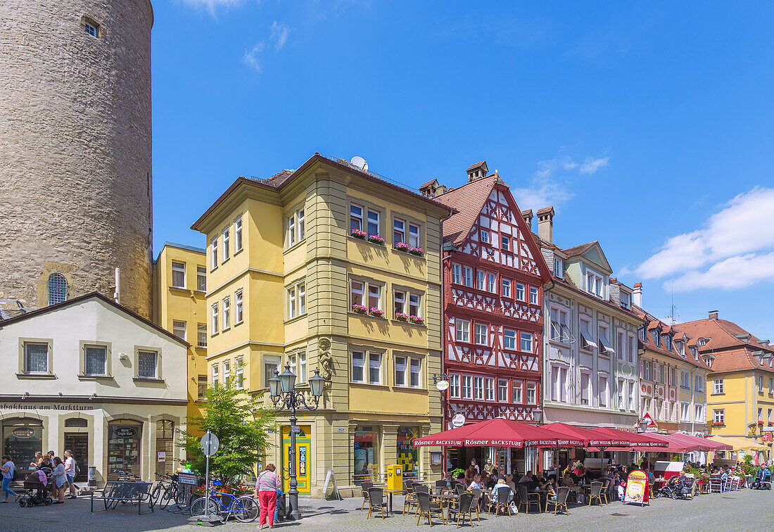 Kitzingen, Marktstraße, Marktturm, Bayern, Deutschland