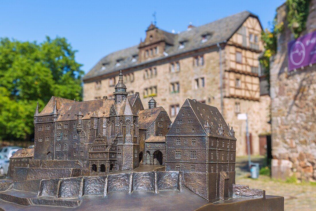 Marburg an der Lahn, Landgrafenschloss, Modell des Schlosses, Marstallgebäude, Hessen, Deutschland