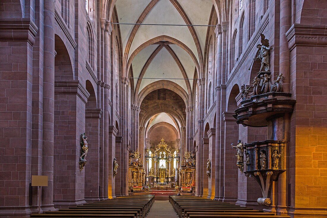 Worms, St. Peter's Cathedral, nave with high altar by Balthasar Neumann