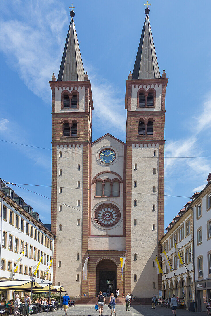 Würzburg, Dom St. Kilian, Westfassade, Bayern, Deutschland
