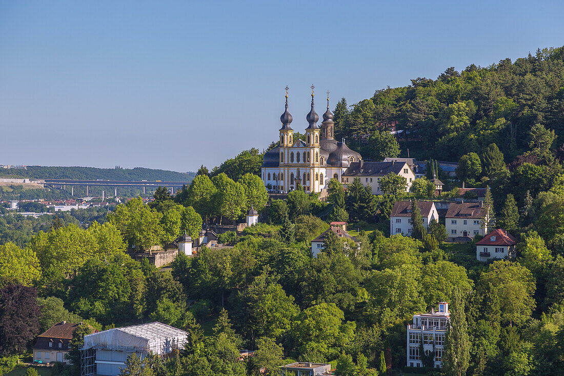 Würzburg, Käppele, Wallfahrtskirche, Balthasar Neumann, Aussicht von der Festung Marienberg, Bayern, Deutschland