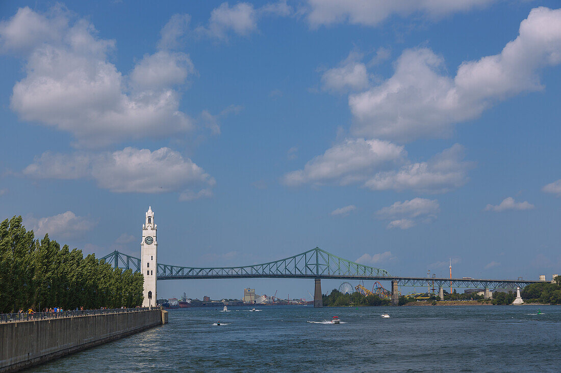Montréal; Clock Tower Quai, Jacques Cartier Bridge, Quebec, Kanada
