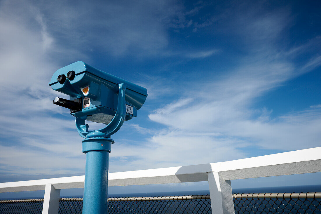 Blue permanent binoculars at lookout point at Byron Bay