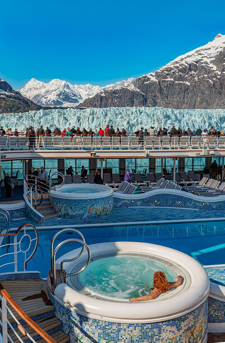 A cruise ship visits Margerie Glacier in Glacier Bay National Park