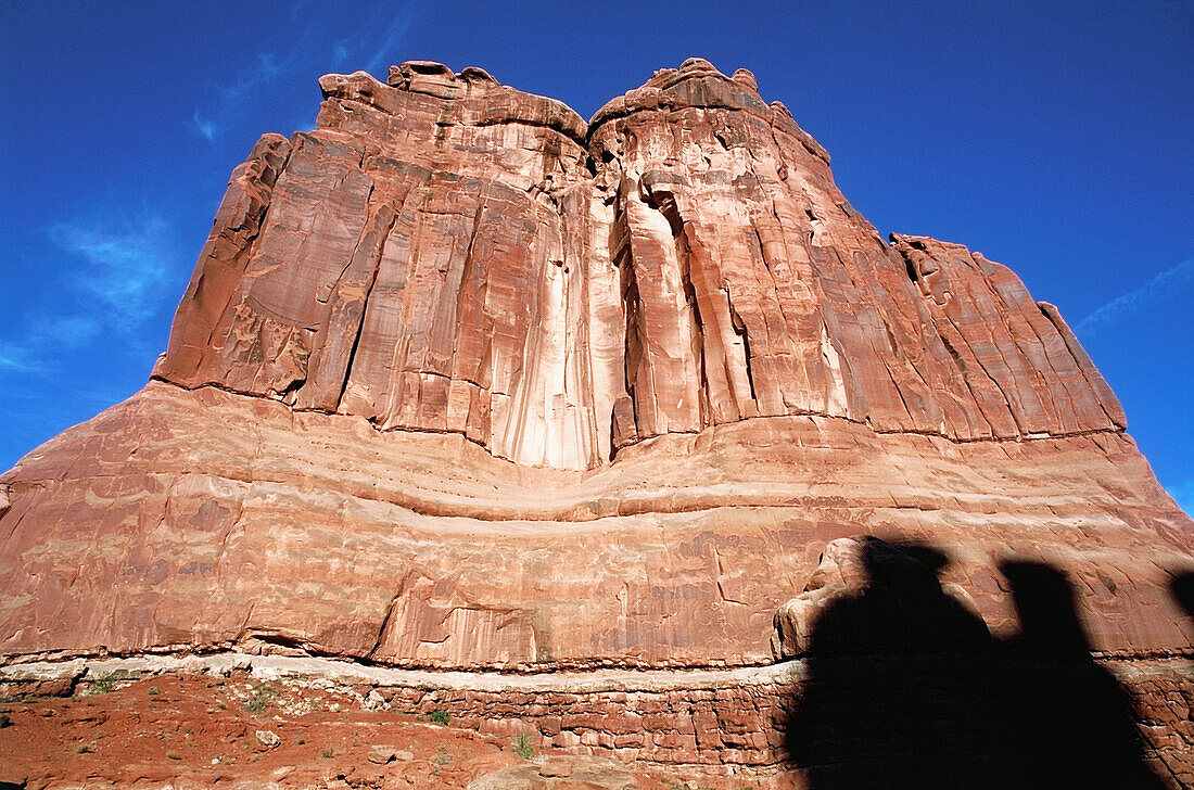Low angle view of a rock mountain, Arches National Park, Utah, USA