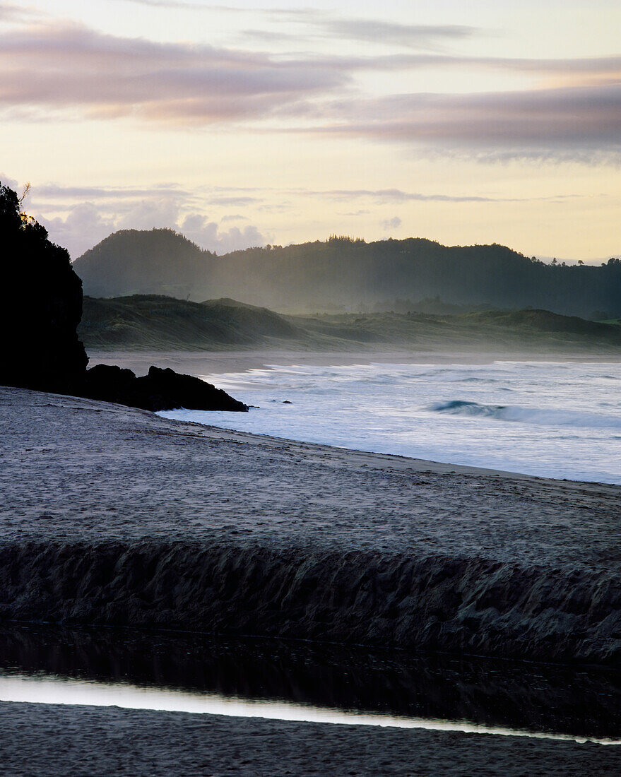 Hot Water Beach in late afternoon light