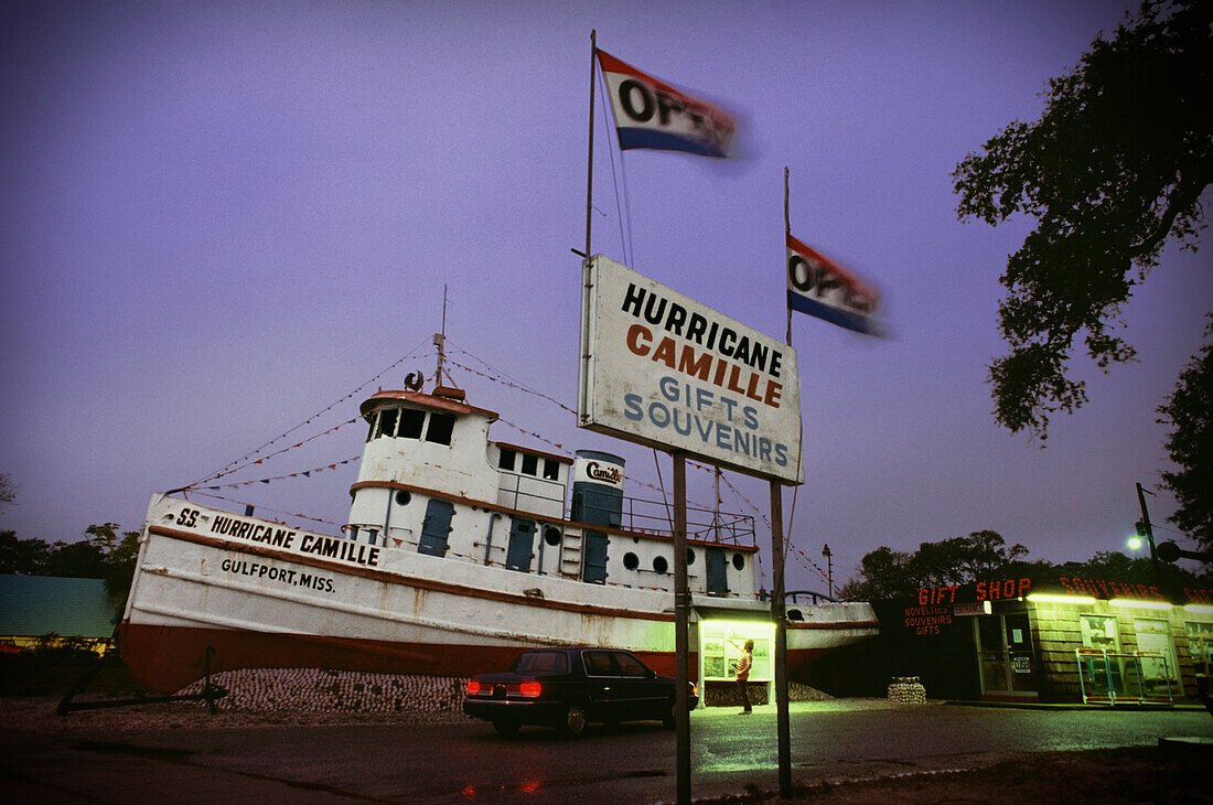 SS Hurrikan Camille Gift Shop Später zerstört durch Hurrikan Katrina, Gulfport, Mississippi, USA