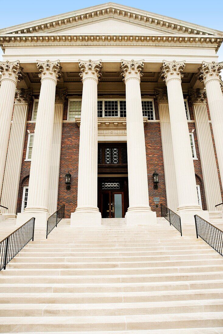Steps leading up to entrance of Dallas Hall, Southern Methodist University, University Park, Dallas County, Texas, USA