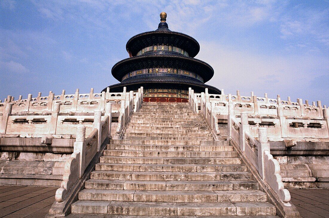 Stufen der Gebetshalle für gute Ernten, Himmelstempel, Peking, China