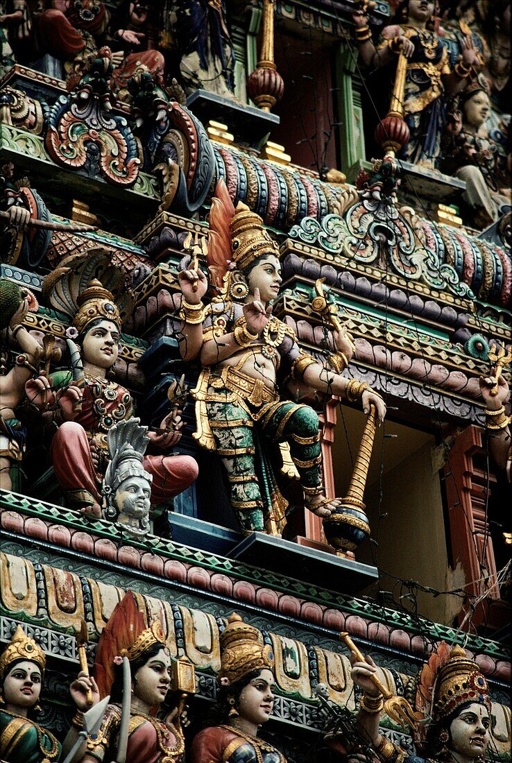Details des Sri Veeramakaliamman Tempels, Little India, Singapur