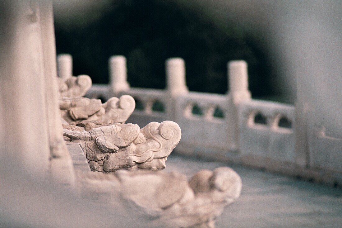 Close-up of white Chinese stone statues, Temple Of Heaven, Beijing, China