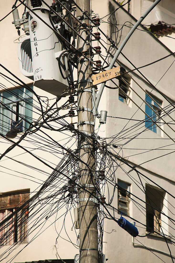 Power lines on city pole