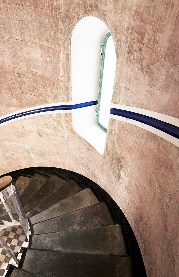 Looking down spiral stairwell at the Byron Bay Lighthouse