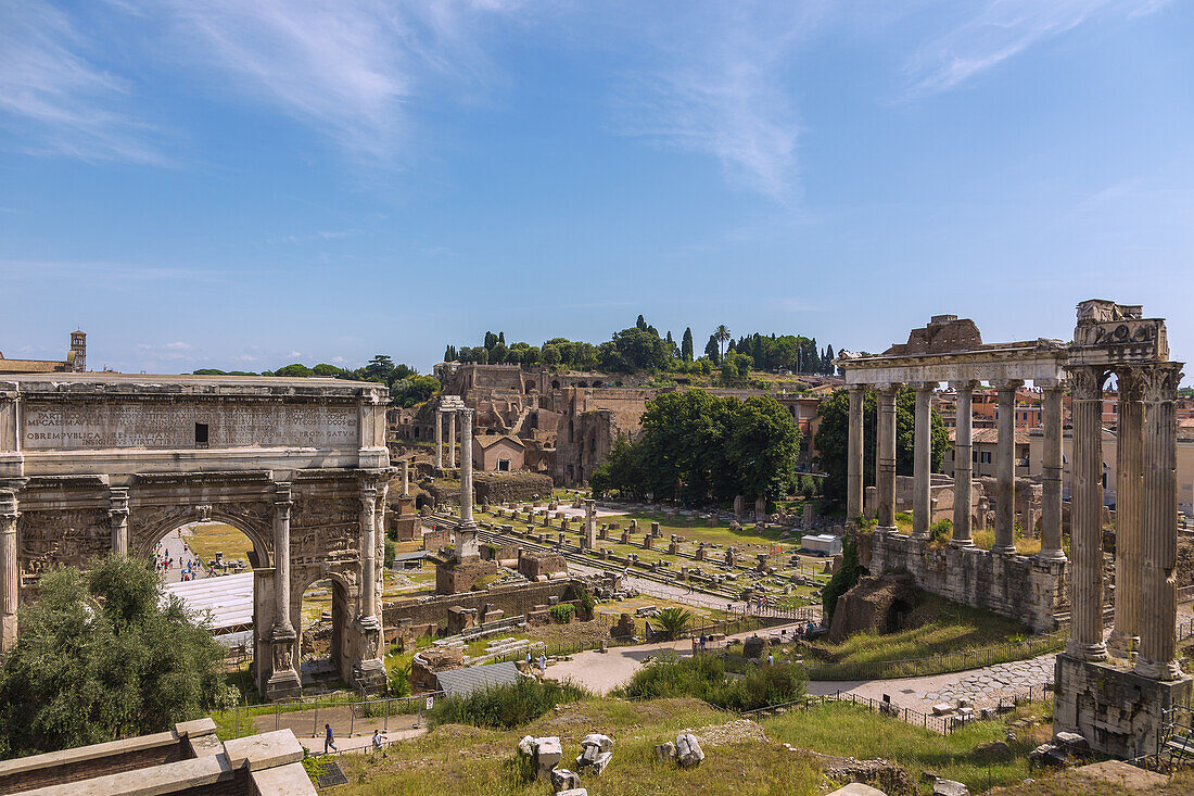 Rome, Roman Forum, Arch of Septimius Severus, Temple of Saturn