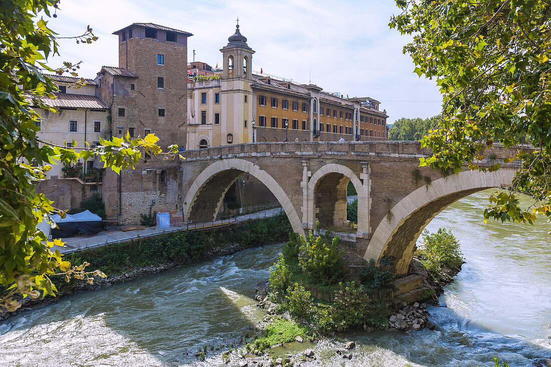 Rom, Ponte Fabricio, Brücke vom Marsfeld zur Tiberinsel, Latium, Italien