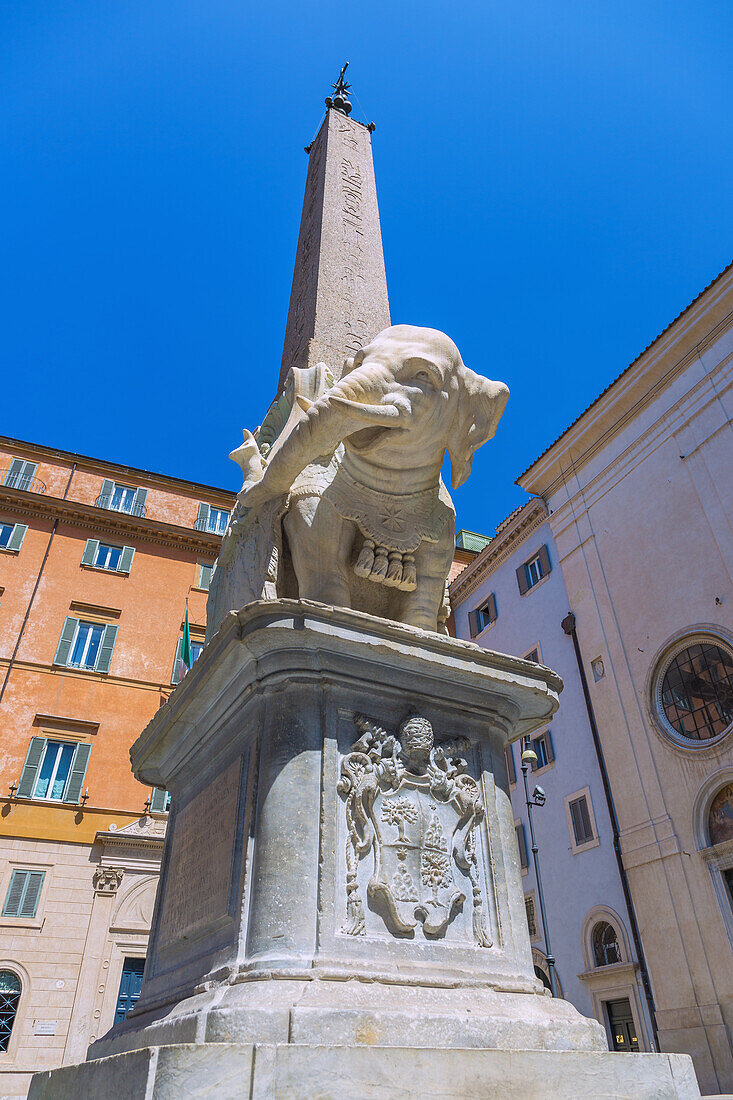 Rome, Piazza della Minerva, obelisk with elephant sculpture by Gian Lorenzo Bernini