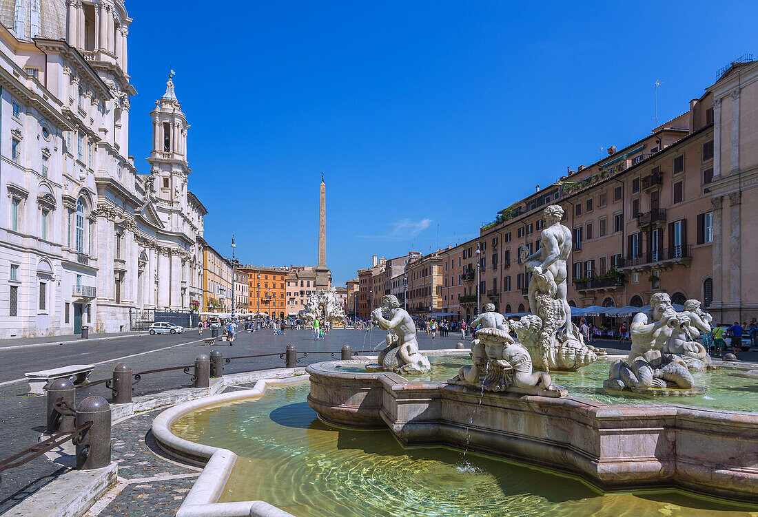 Rom, Piazza Navona, Neptunbrunnen, Kirche Sant'Agnese in Agone, Vierströmebrunnen, Fontana dei Quattro Fiumi, Latium, Italien