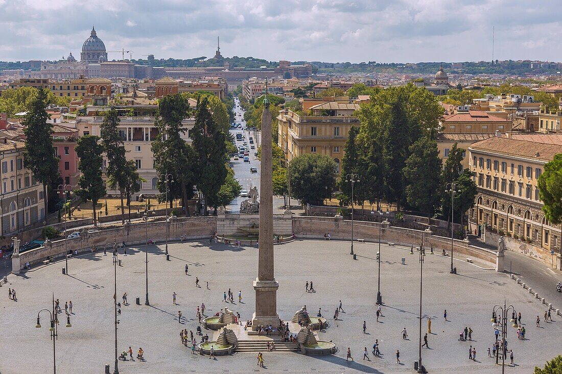 Rom, Piazza del Popolo, Blick von Aussichtsterrasse des Monte Pincio, Latium, Italien