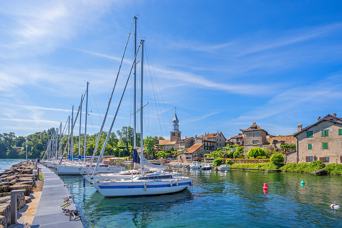 Hafen von Yvoire, Département Haute-Savoie, Auvergne-Rhône-Alpes, Frankreich