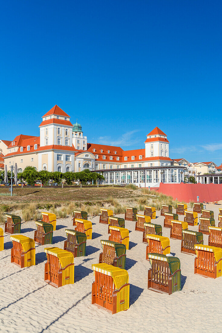 Kurhaus and Kurplatz on the beach, Ostseebad Binz, Ruegen Island, Mecklenburg-West Pomerania, Germany