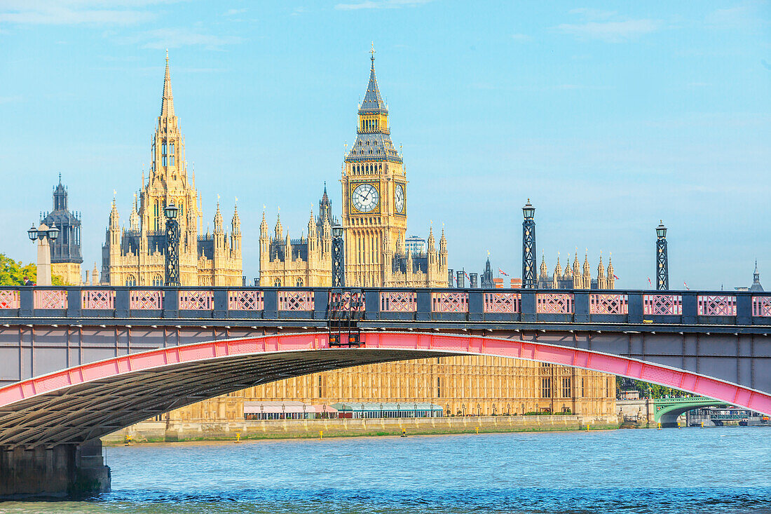 Blick auf Big Ben, Houses of Parliament und Lambeth Bridge, London, England, UK