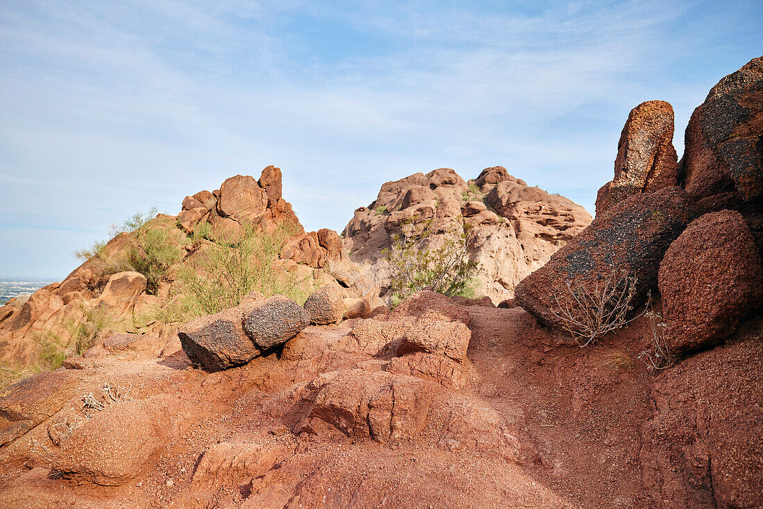 Rock Formations along hiking trail, Camel Back Mountain in Phoenix, Arizona
