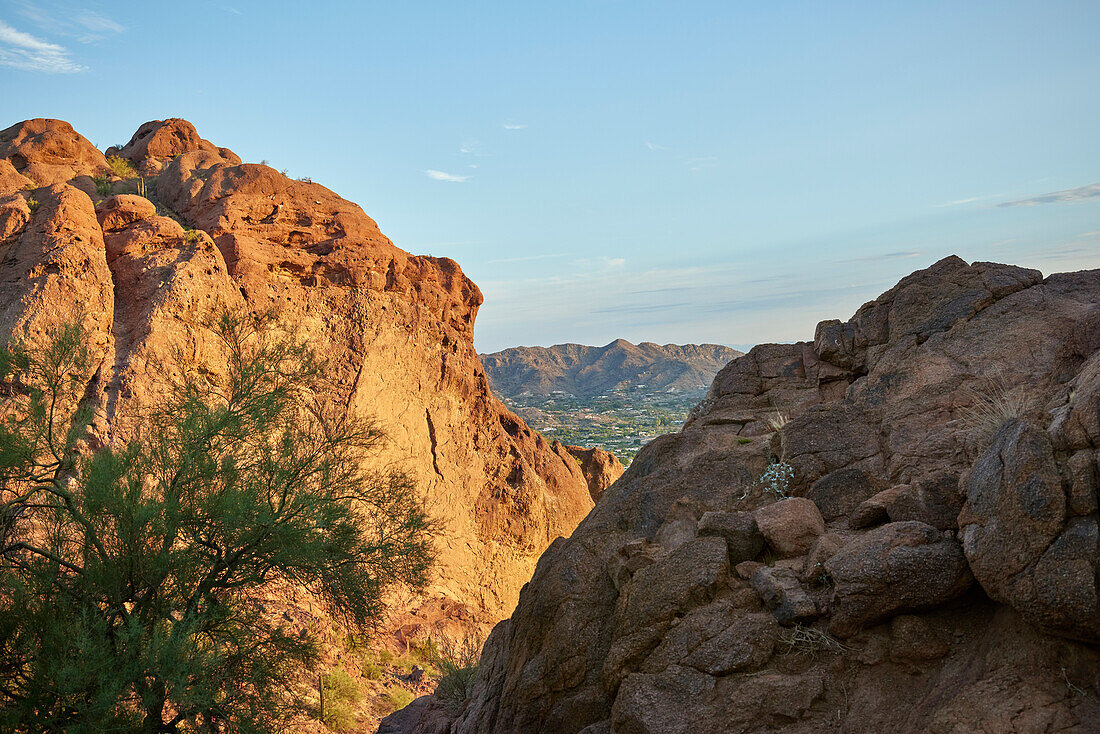 CamelBack Mountain trail and natural rock formations in Phoenix Arizona USA