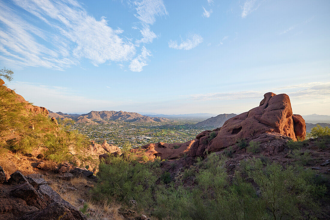 View of Phoenix Arizona from Camel Back Mountain trail