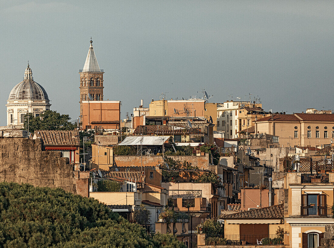 Historic Rome rooftops in the old quarter close to the Forum Italy