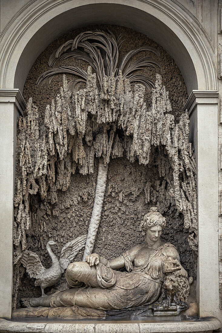 Quattro Fontane in Rome Italy. Goddess Juno statue They were installed between 1588 and 1593