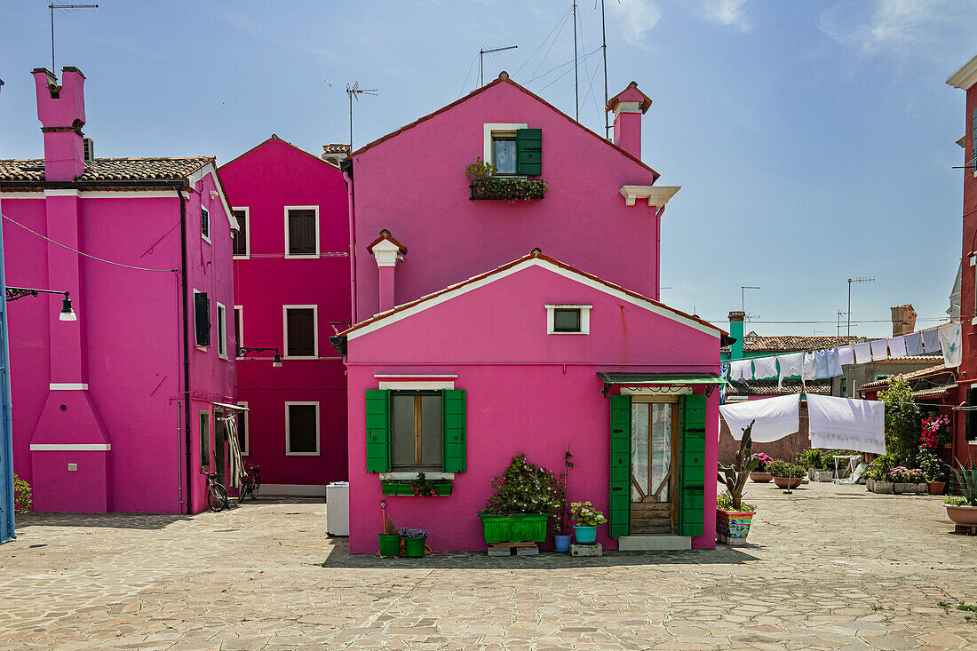 Bunte Häuser in Burano Venedig Italien