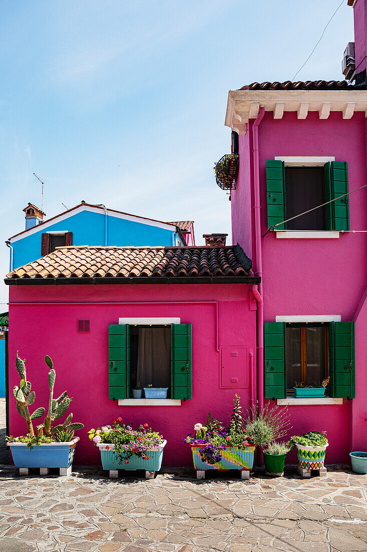 Colorful houses in Burano Venice italy