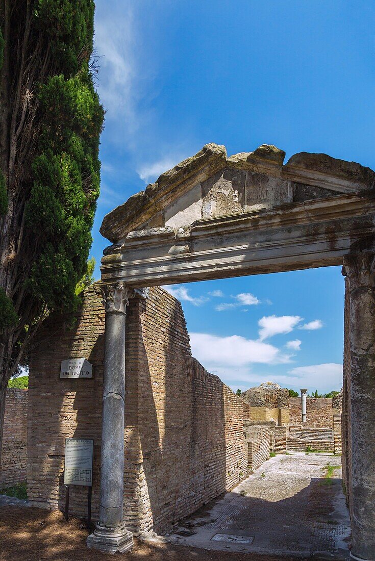 Rome, Ostia Antica, Domus del Protiro, gate with pediment
